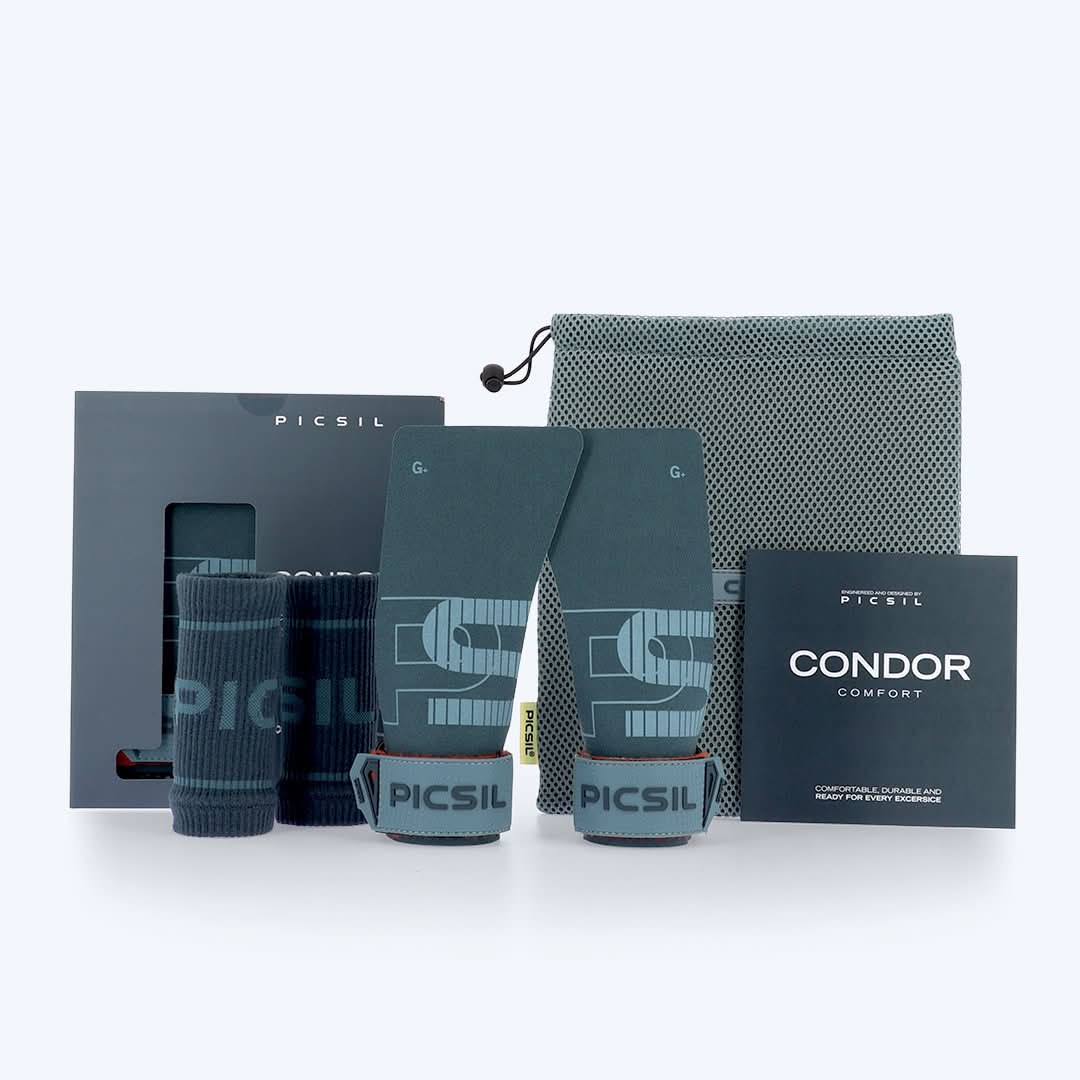Pack de calleras Condor con magnesio y muñequeras color azul 